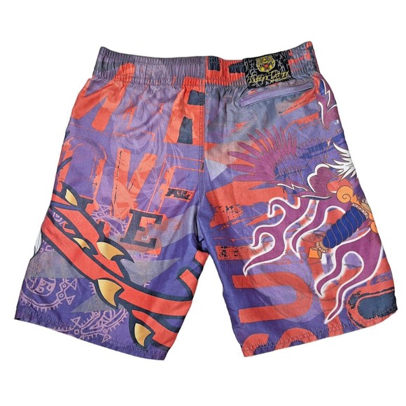 Tattoo Tattoo By Free Spirit Board Shorts Love Blues Purple Orange Mens Med - Picture 2 of 6